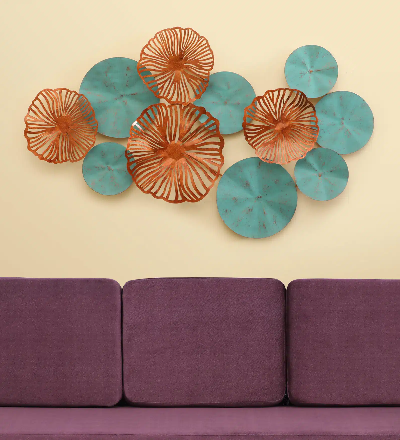 Blue Flower Wall Decor – Metal Floral Wall Art