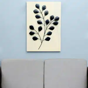 Blue Leaf Wall Frame - Penny Metal on Board Wall Decor