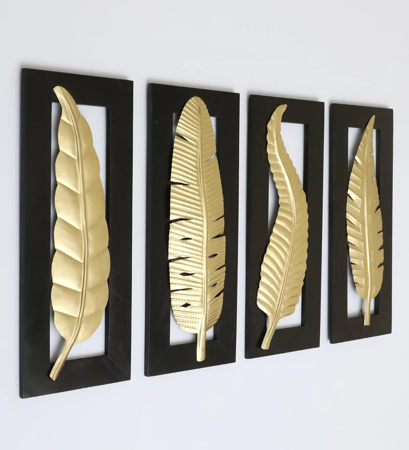 Leaf Wall Decor Set of 4 - Vantara Metal MDF Wall Frames - Image 3