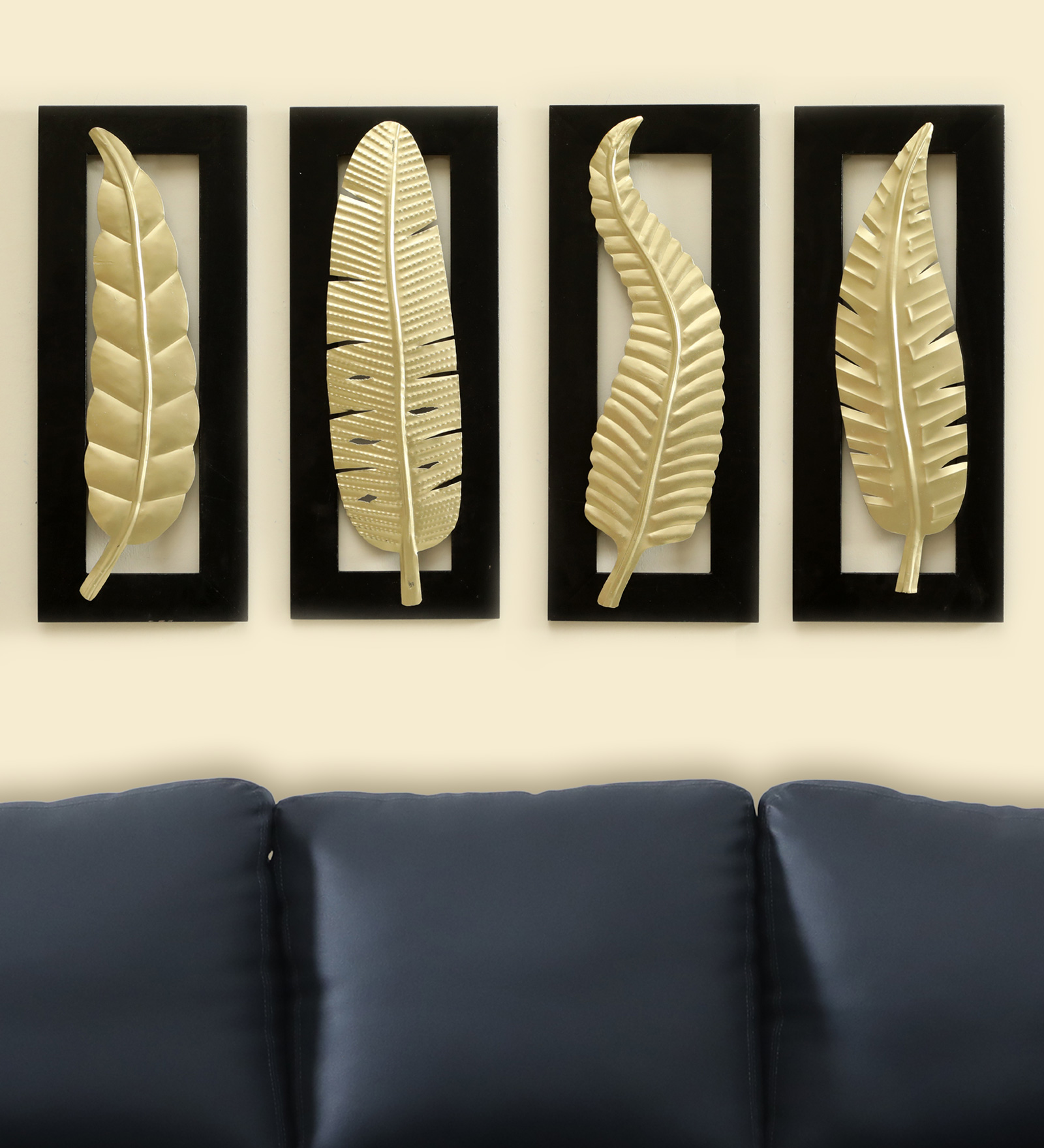 Metal & MDF Vantara Leaf Wall Decor Set of 4