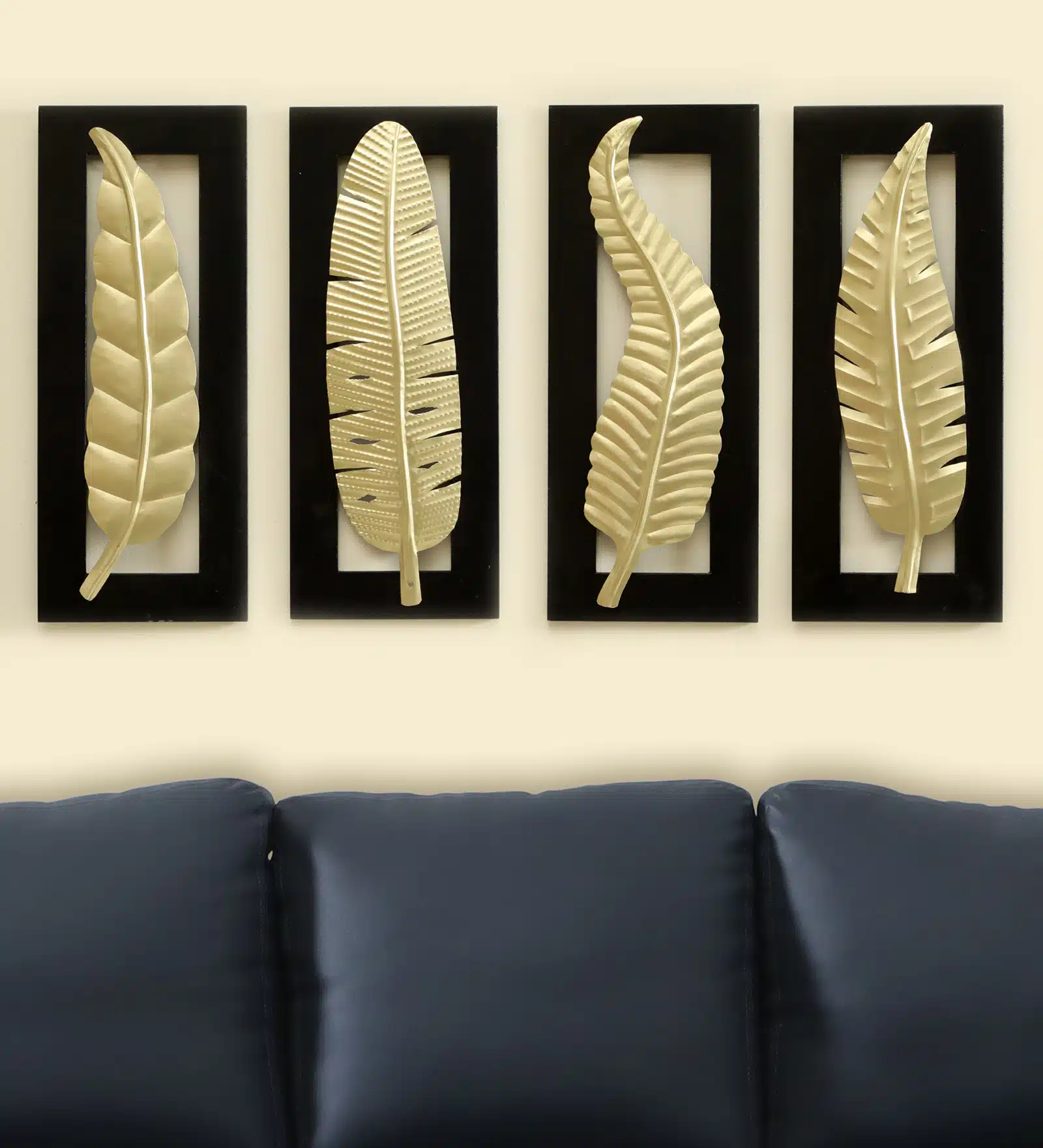 Leaf Wall Decor Set of 4 - Vantara Metal MDF Wall Frames
