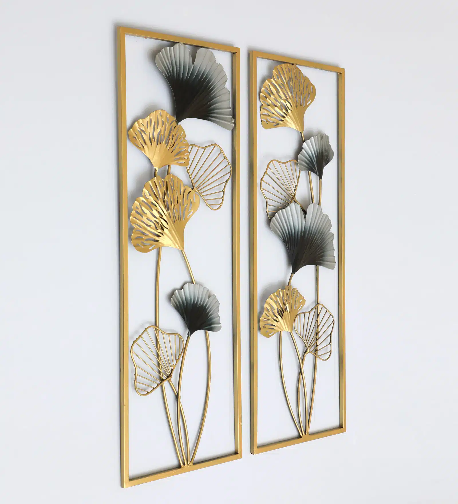 Metal Wall Art Set of 2 - Wayanad Leaf Frames 11x30 Inch - Image 7