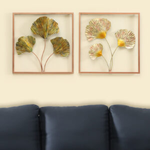 Metal Square Nanda Ginko Wall Frame Set of 2