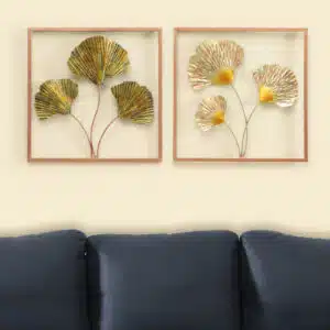 Ginko Wall Frame Set of 2 - Nanda Square Metal Wall Decor