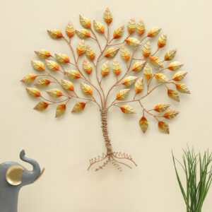 Metal Darshi Contemporary Design Golden Tree Of Wisdom & Life Wall Hanging