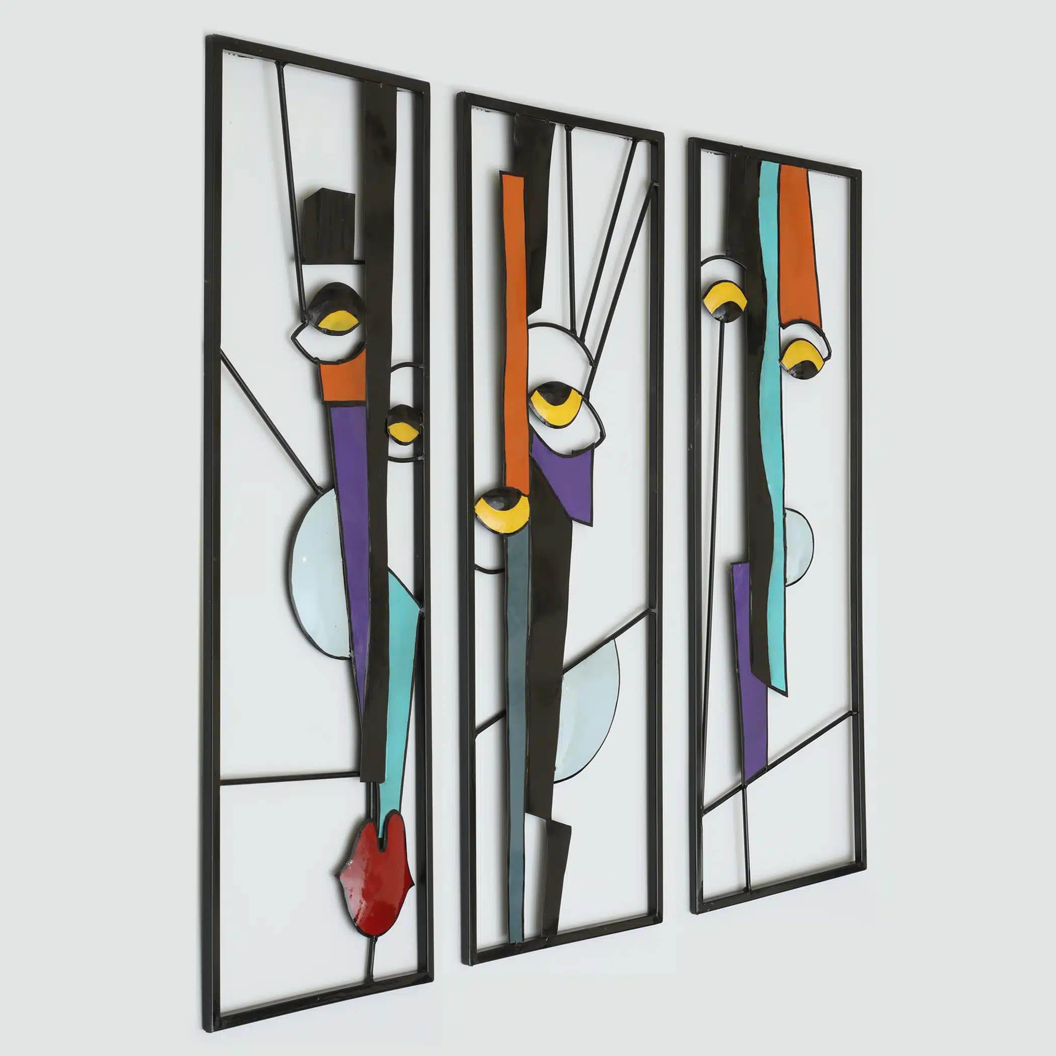 Wall Art Set of 3 – Akina Multicolor Metal Wall Decor - Image 3