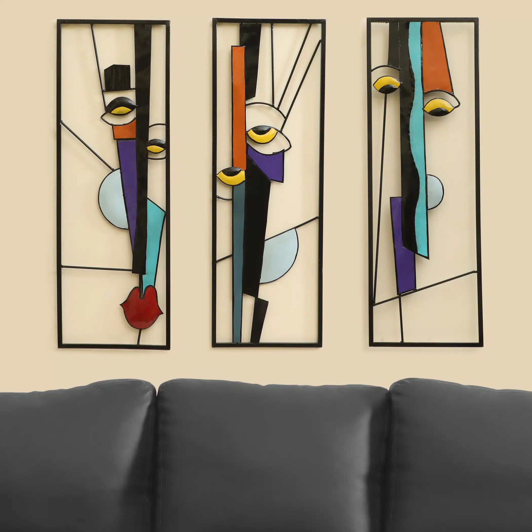 Wall Art Set of 3 – Akina Multicolor Metal Wall Decor