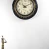 Devi Heritage Wooden Polished and Brass Metal Fit Wall Clock with beaded brass ring and Arabic numeral dial