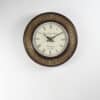 Idika Heritage Wooden and Brass Designer Wall Clock with Ornamental Brass Border