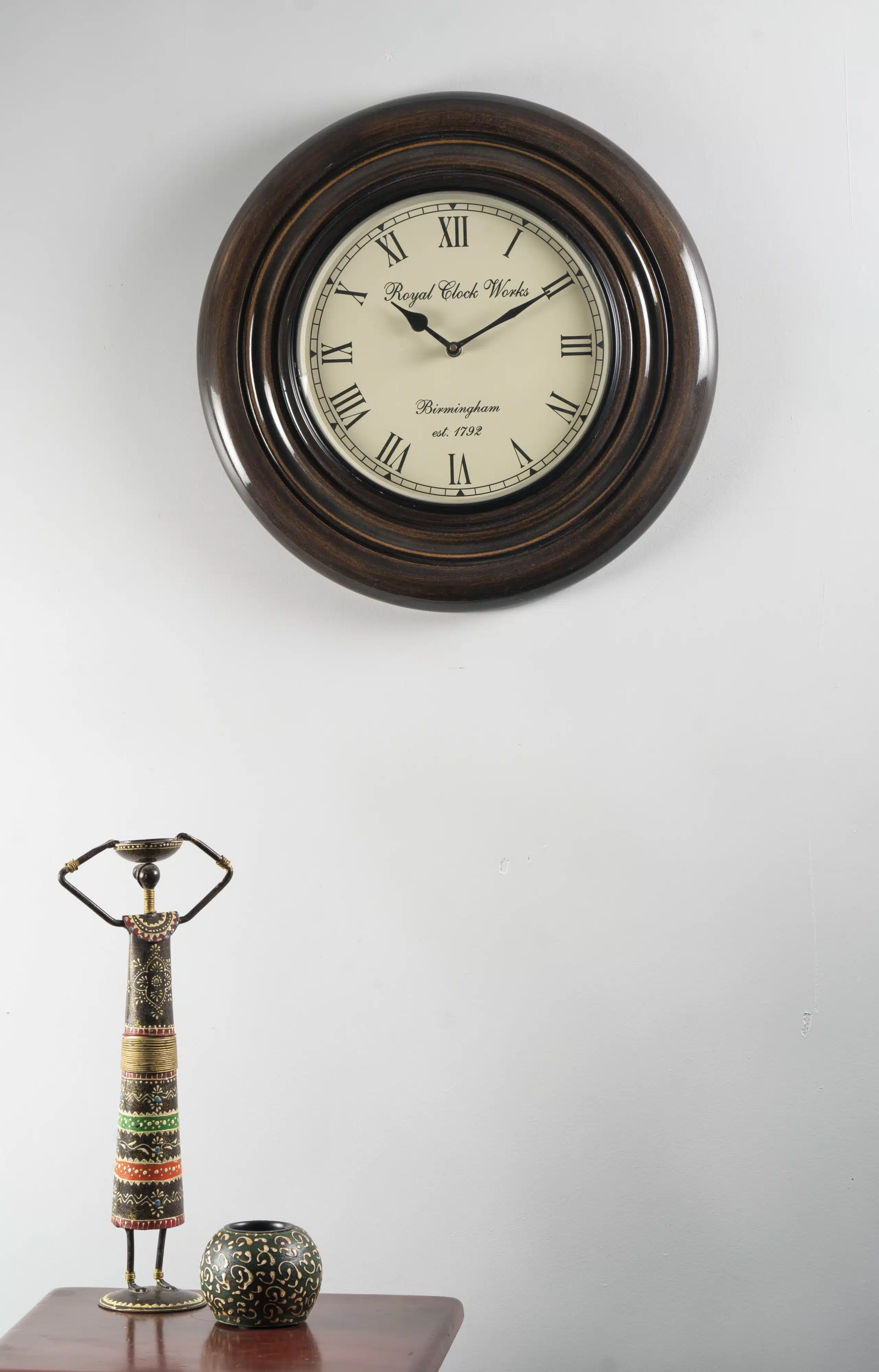 Leya Heritage Wooden Wall Clock with Roman Numeral Dial