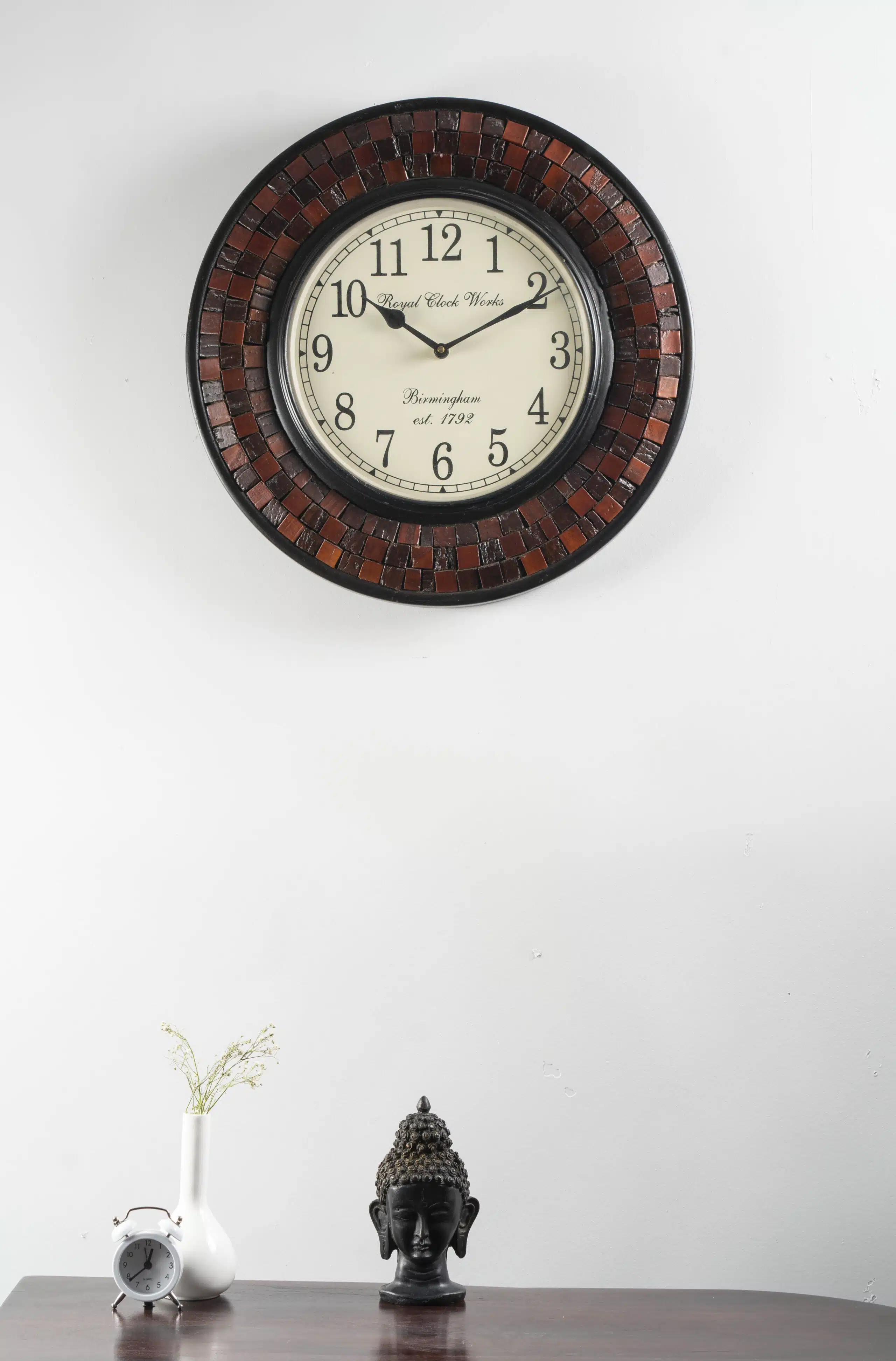 Pahal Heritage Wooden Wall Clock with Decorative Traditional Border