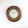 Vamika Heritage Wooden Wall Clock with mosaic wood frame and Roman numeral dial for living room decor