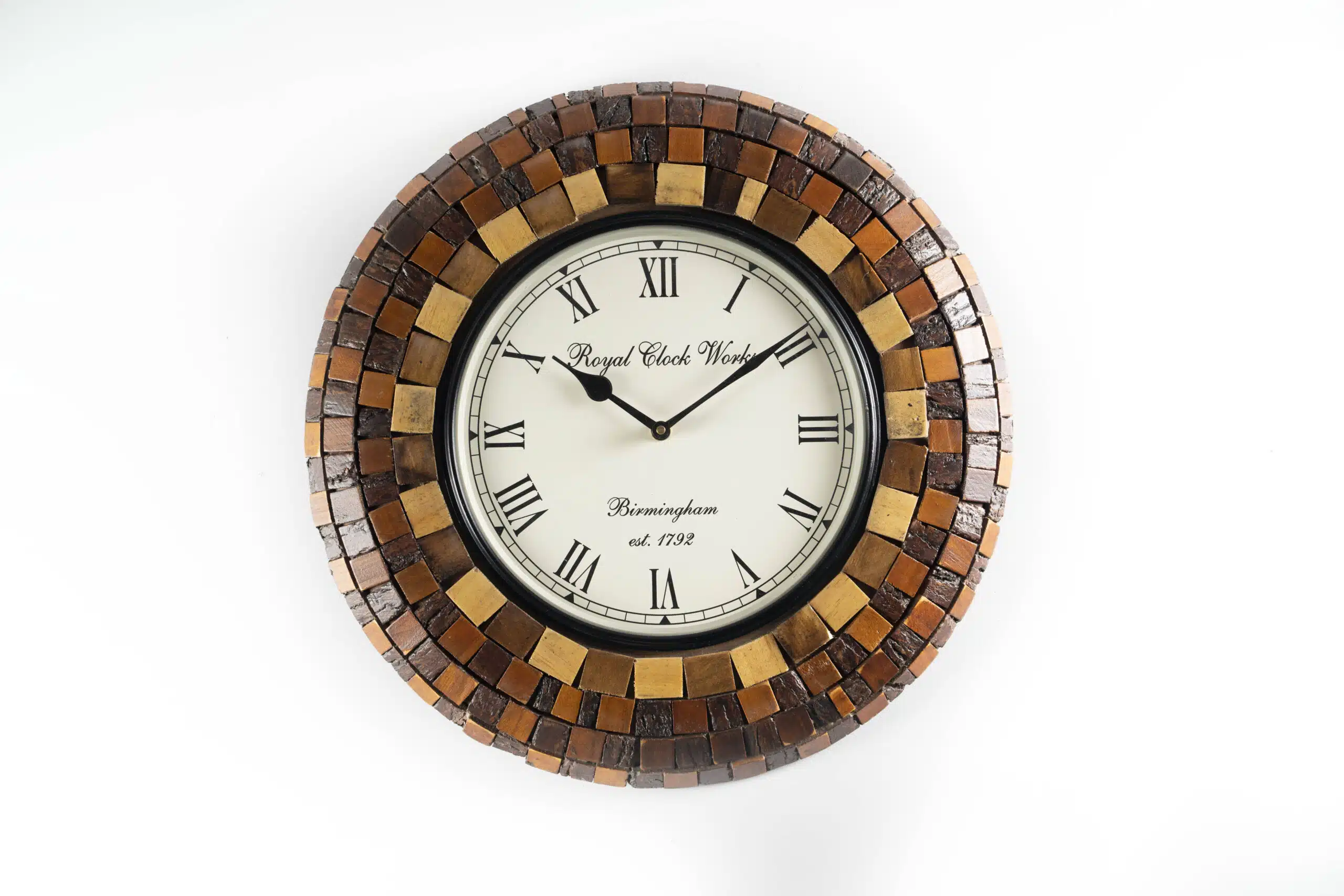 Vamika Heritage Wooden Wall Clock with Mosaic Wood Frame - Image 2