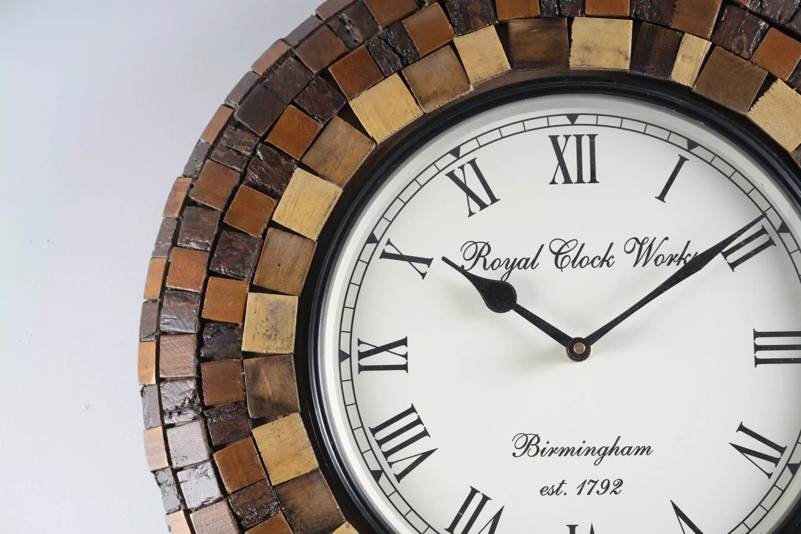 Vamika Heritage Wooden Wall Clock with Mosaic Wood Frame - Image 4