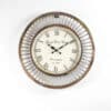 Sia Metal Silent Wall Clock with copper-tone sunburst frame and Roman numeral dial for living room decor