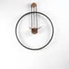 Vivian metal silent wall clock with black iron frame and walnut finish center for modern living room décor
