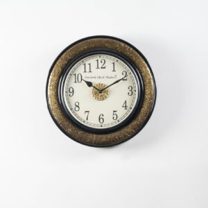Anay Heritage Wooden Polished and Brass Metal Fit Wall Clock