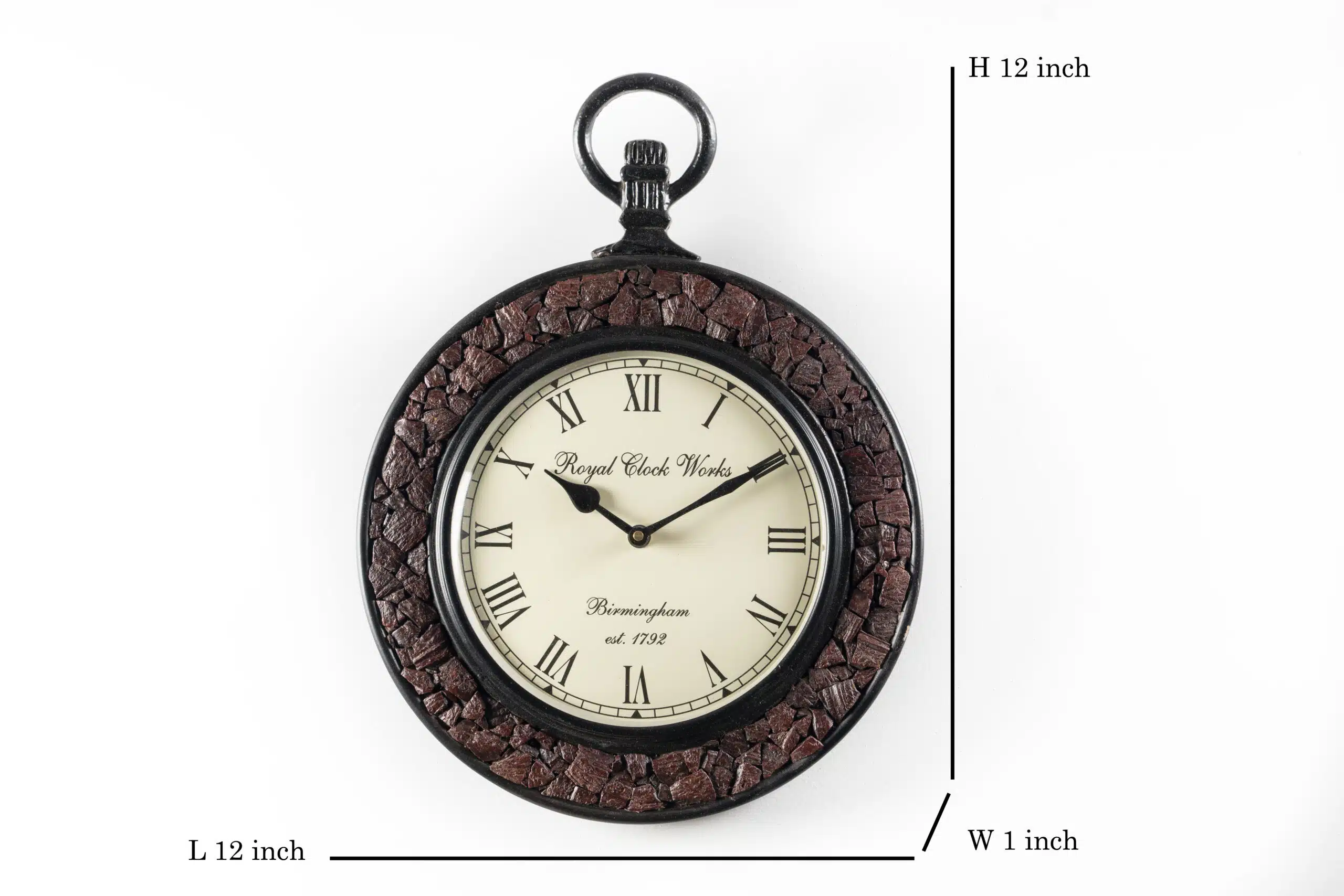 Nishith Heritage Wooden Polished and Brass Metal Fit Wall Clock - Image 3