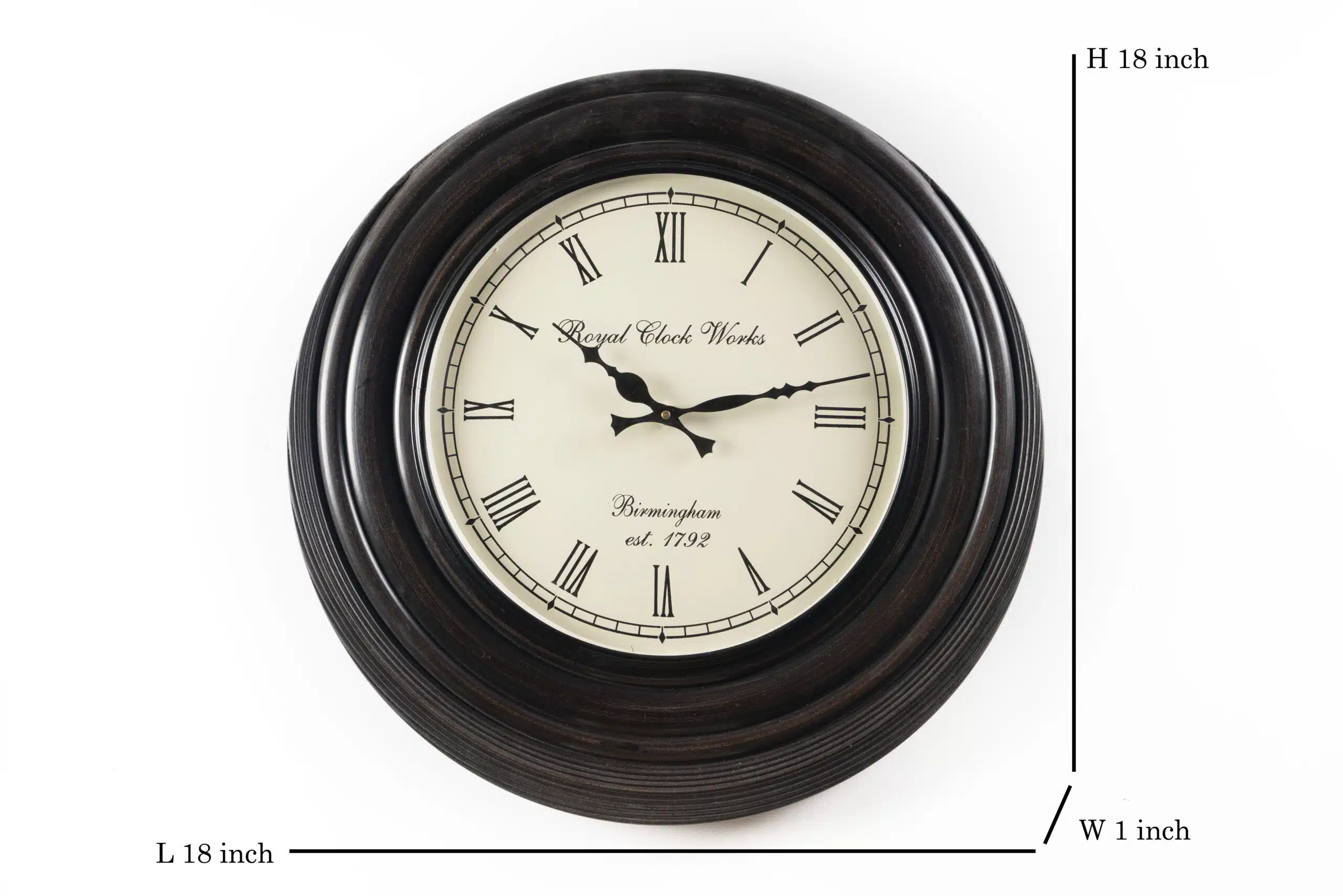 Richa Wooden Polished Wall Clock with Roman Numerals for Elegant Home Decor - Image 3