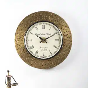 Ashvik Brass and Wooden Wall Clock with Decorative Heritage Frame