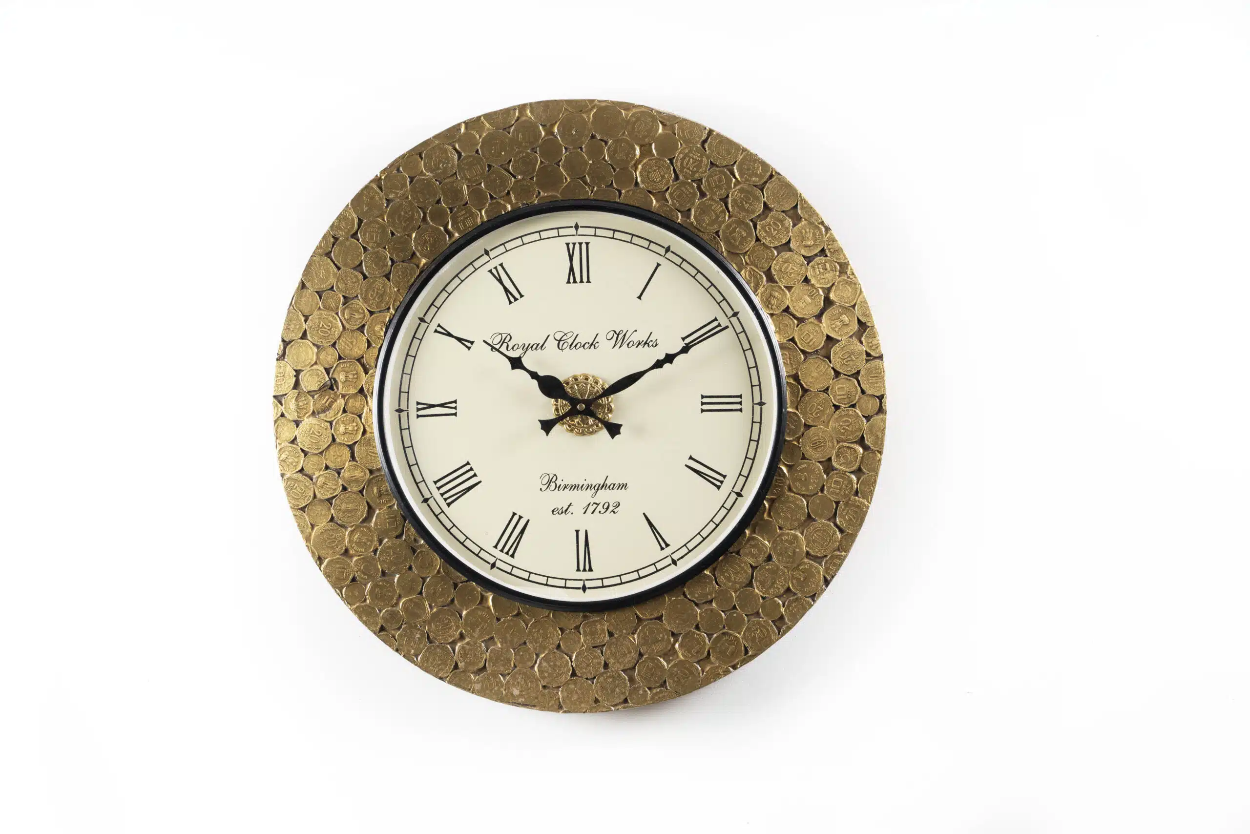 Ashvik Brass and Wooden Wall Clock for Luxury Living Room Decor - Image 2