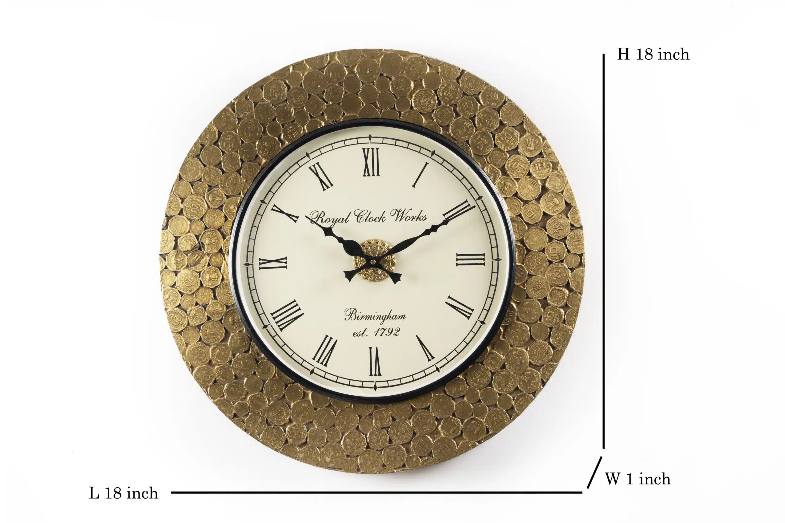 Ashvik Brass and Wooden Wall Clock for Luxury Living Room Decor - Image 3