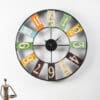 Darsh Metal Wall Clock with open spoke frame and colour-block numerals
