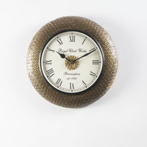 Story Wooden Polished and Brass Metal Fit Wall Clock