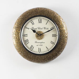 Clare Wooden Polished and Brass Metal Fit Wall Clock