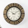 Zian Heritage Wooden Wall Clock with carved wooden panels, brass accents and Roman numeral dial for living room décor