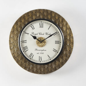 Sayan Wooden Polished and Brass Metal Fit Wall Clock