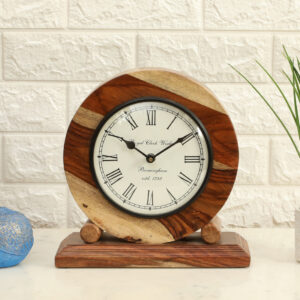 Ezra Heritage Wooden Polished Table Clock