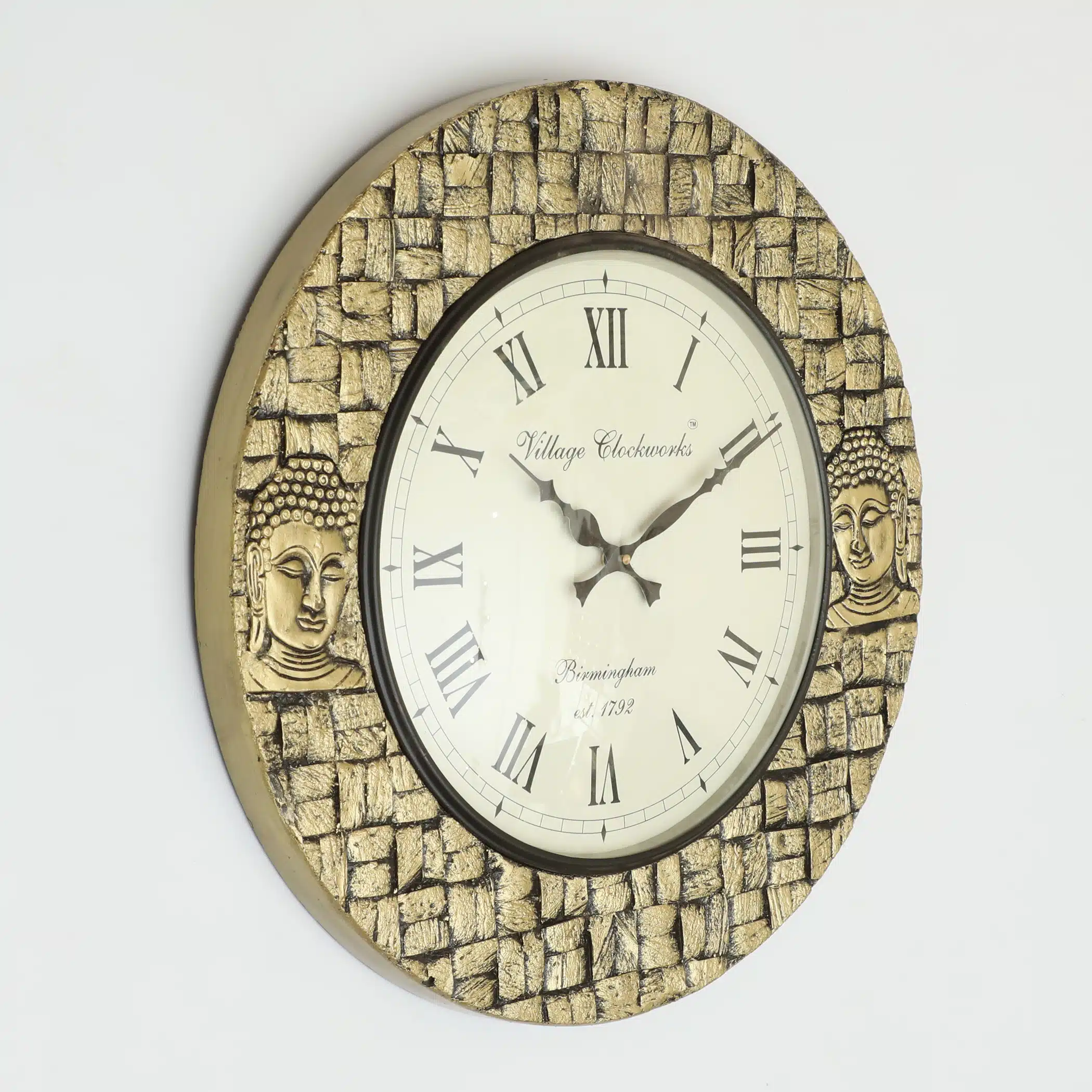 Paduma Buddha Heritage Wooden Wall Clock Big for Spiritual Living Room Decor - Image 2