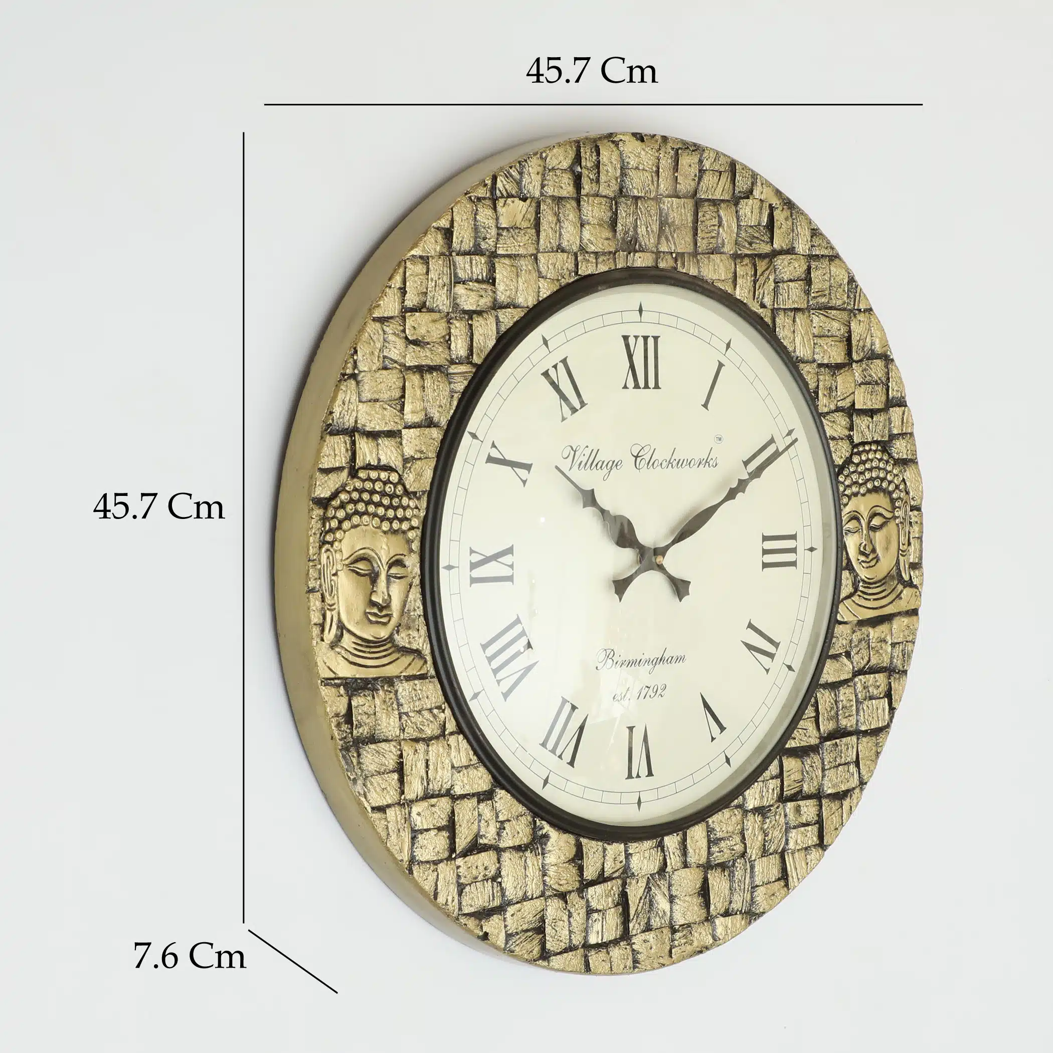 Paduma Buddha Heritage Wooden Wall Clock Big for Spiritual Living Room Decor - Image 3