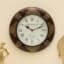 Duffy Heritage Wooden Polished and Brass Metal Fit Wall Clock with mahogany frame and brass corner medallions