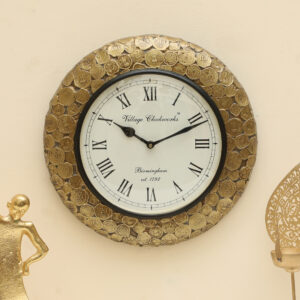 Rolling Coins Heritage Wooden Polished Wall Clock Small