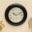 Senegal Heritage Wooden Polished Wall Clock with deep black frame and cream Roman numeral dial by Vedas Homes