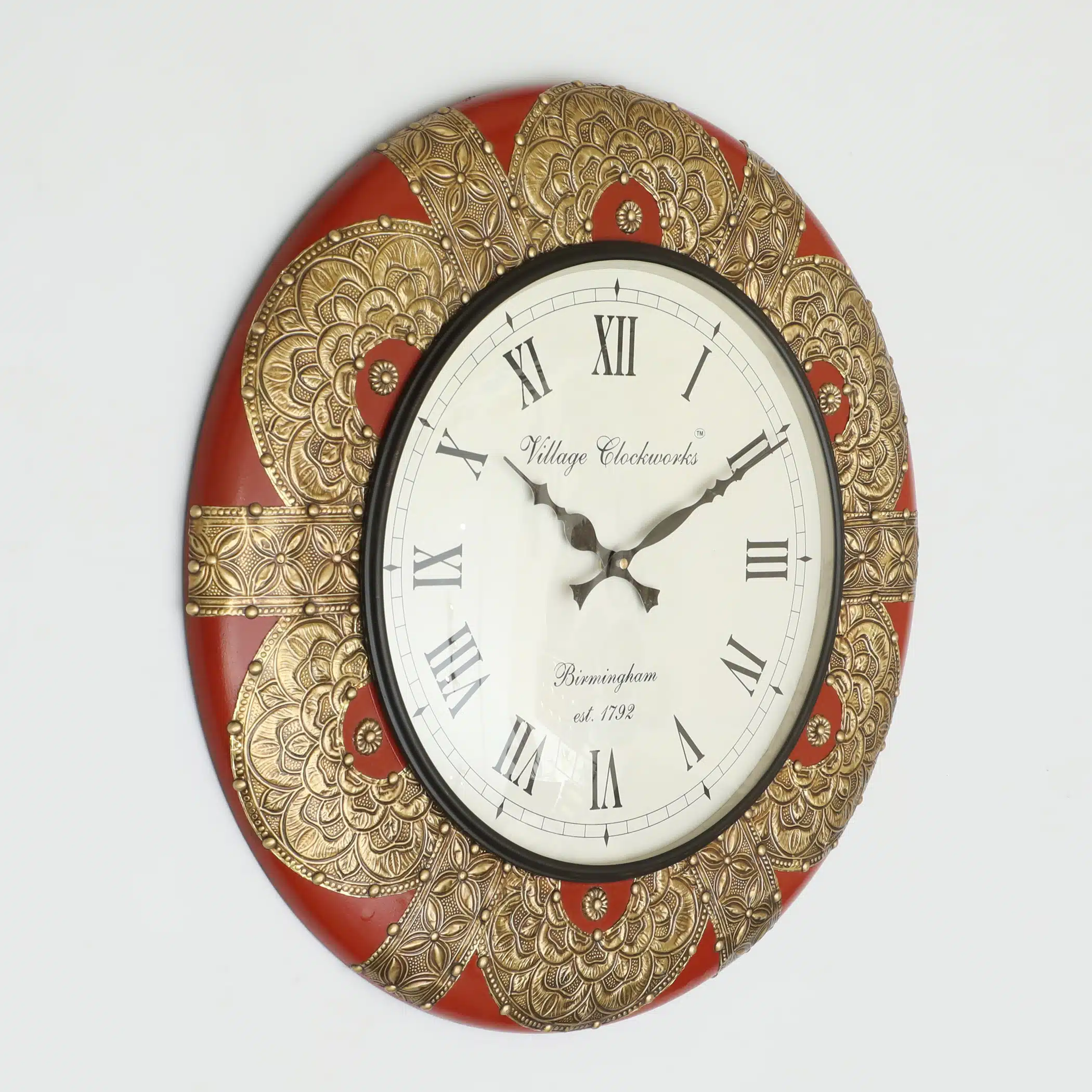 Loop Heritage Wooden & Brass Wall Clock for Luxury Traditional Decor - Image 2