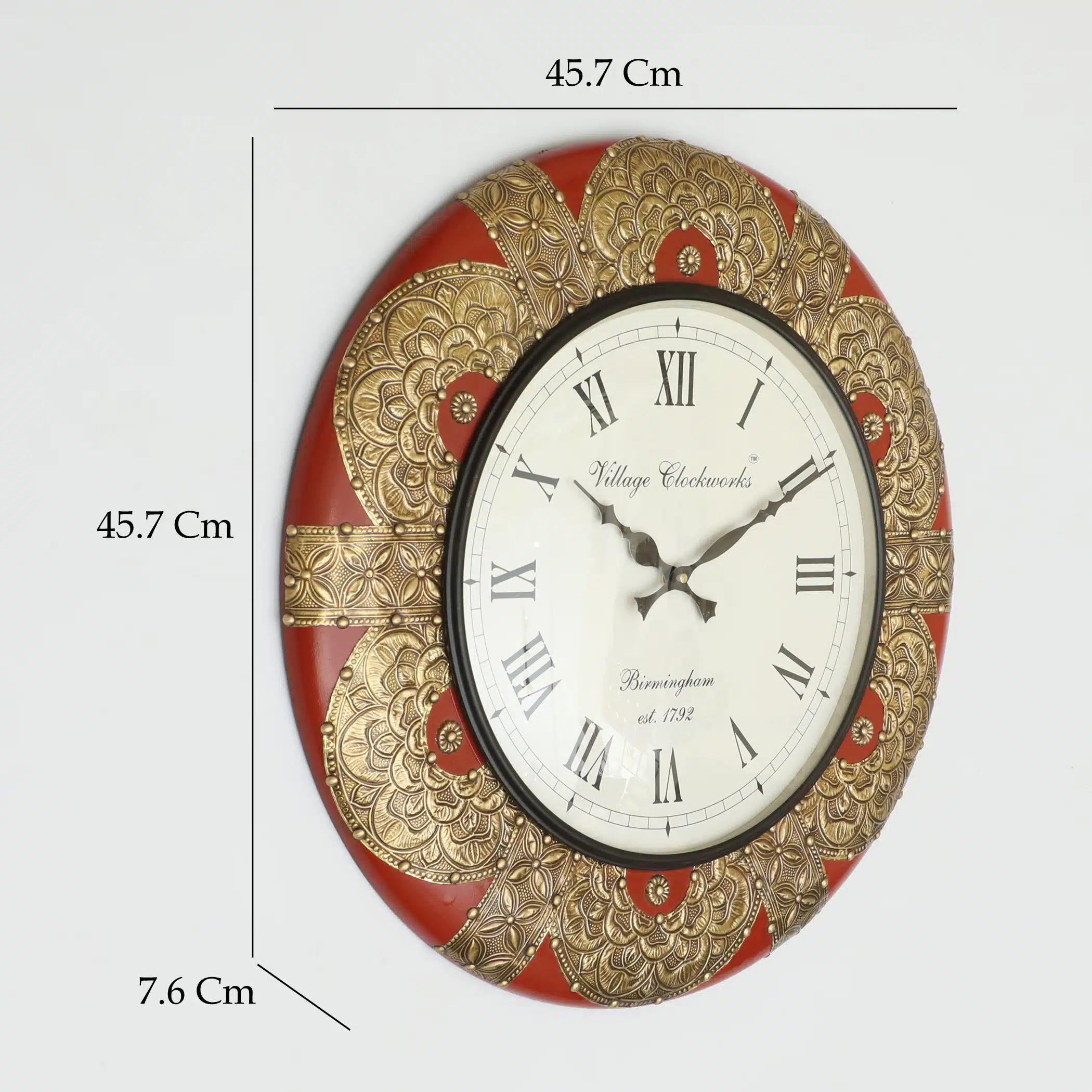 Loop Heritage Wooden & Brass Wall Clock for Luxury Traditional Decor - Image 3