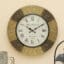 Yarra heritage wooden wall clock with floral embossed gold bronze frame and Roman numeral dial