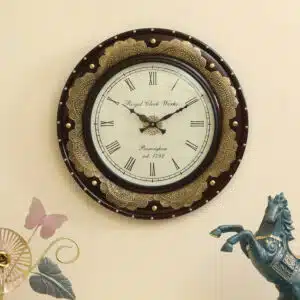 Jeet Wooden and Metal Wall Clock with Decorative Statement Design