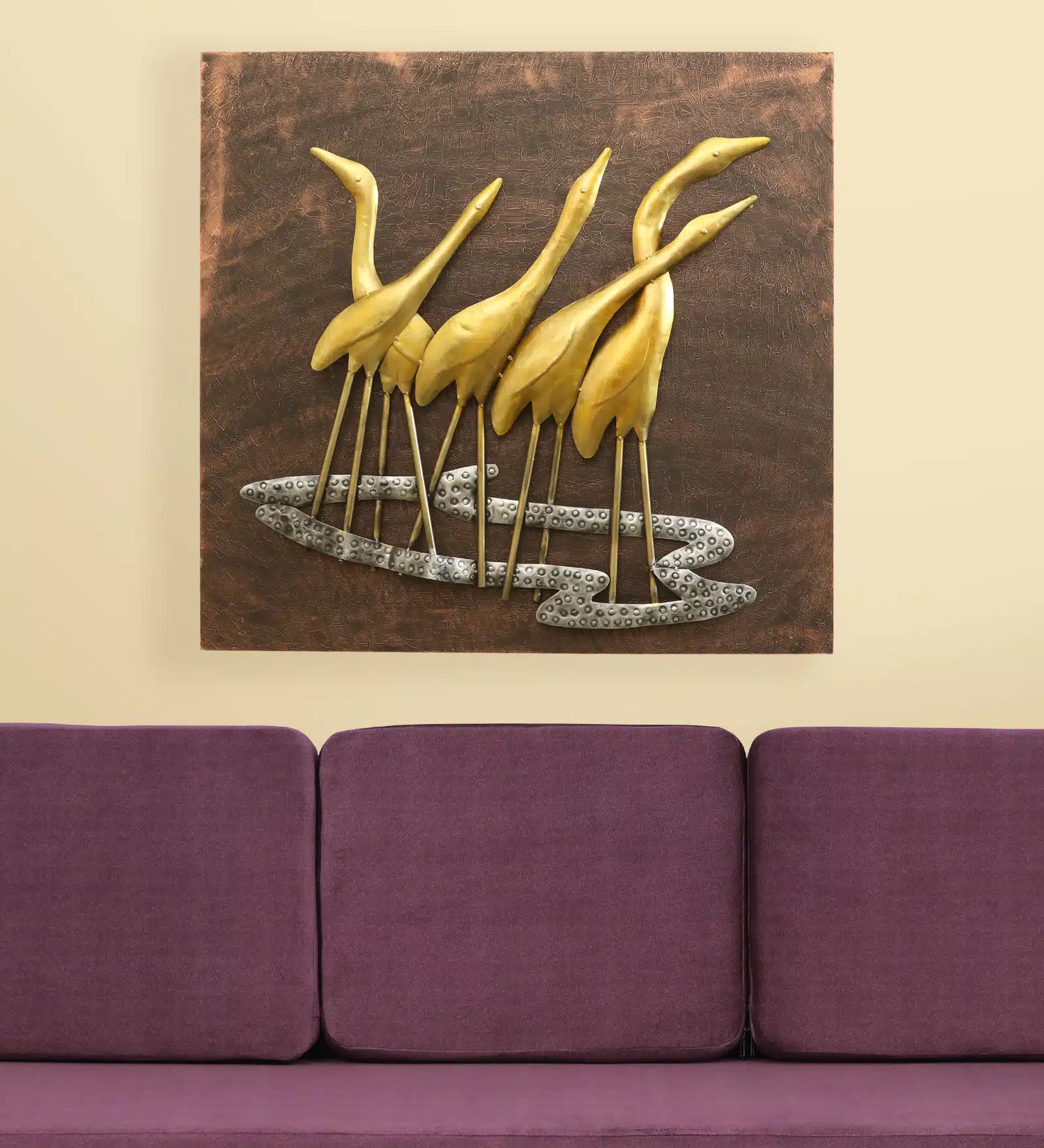 Vedas Flamingo Metal Wall Art with MDF Frame | Premium Handcrafted Decorative Sculpture for Living Room, Bedroom, Hallway & Office | Large Wall Decor (41 x 38 Inches)