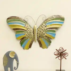 Vedas Exports Metal Butterfly Wall Decor for Living Room – Multicolour Iron Wall Art Hanging – Modern Wall Decoration for Home, Bedroom, Office (19 x 19 Inch)