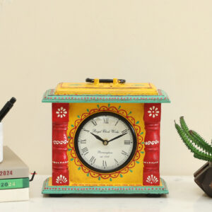 Kyoto Handpainted Wooden Silent Non Ticking Table Clock