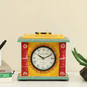 Kyoto Handpainted Wooden Silent Non Ticking Table Clock