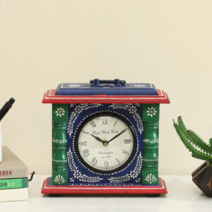 Eiko Handpainted Wooden Silent Non Ticking Table Clock