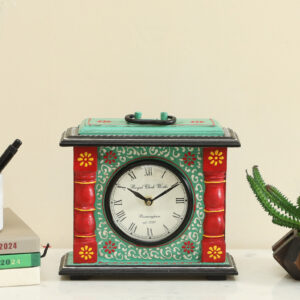 AKI Handpainted Wooden Silent Non Ticking Table Clock