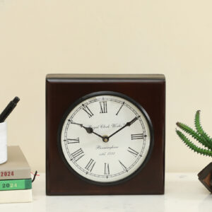 UTSA Wooden Silent Non Ticking Table Clock