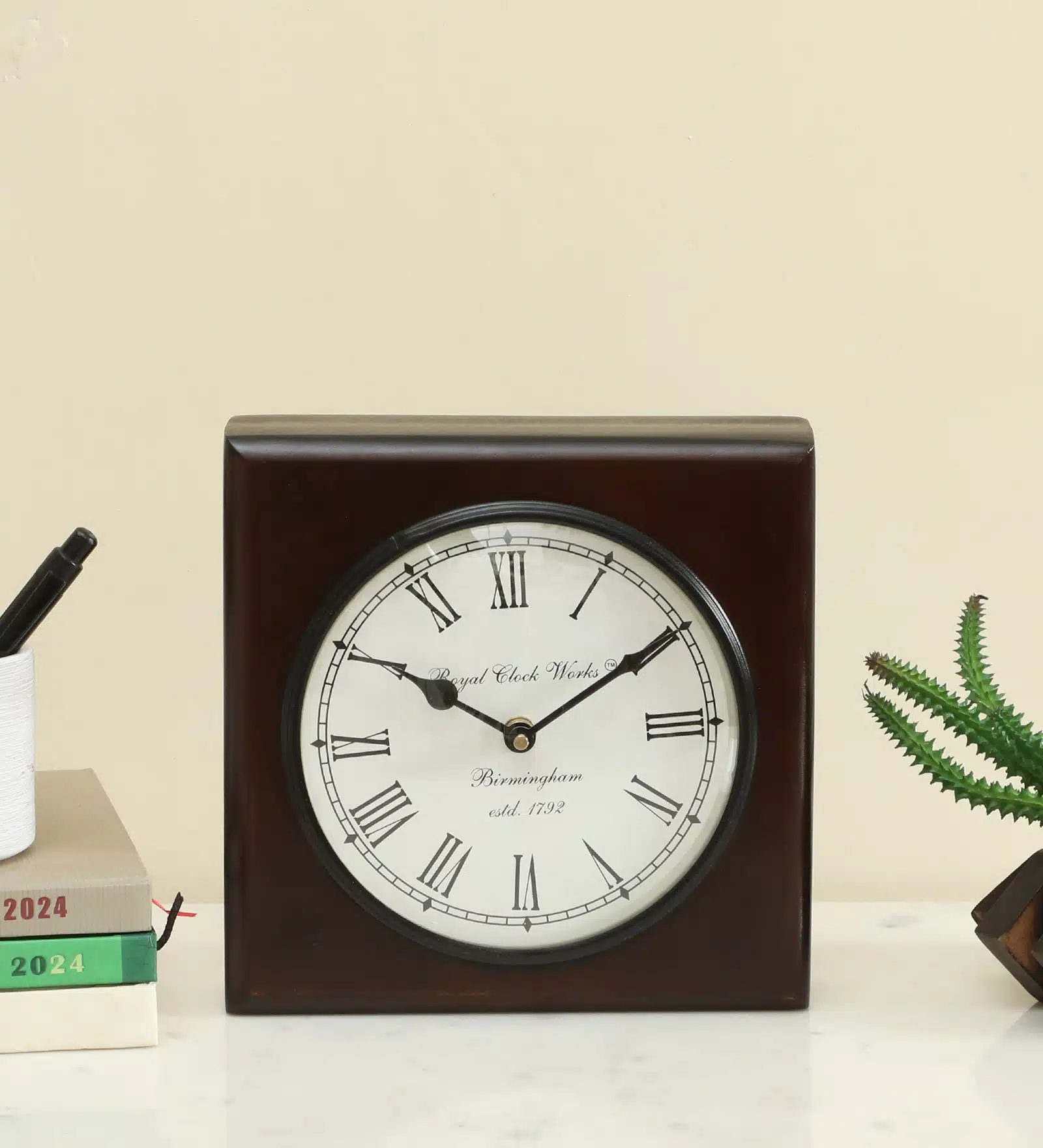 Silent Table Clock - UTSA Wooden Non Ticking Desk Clock
