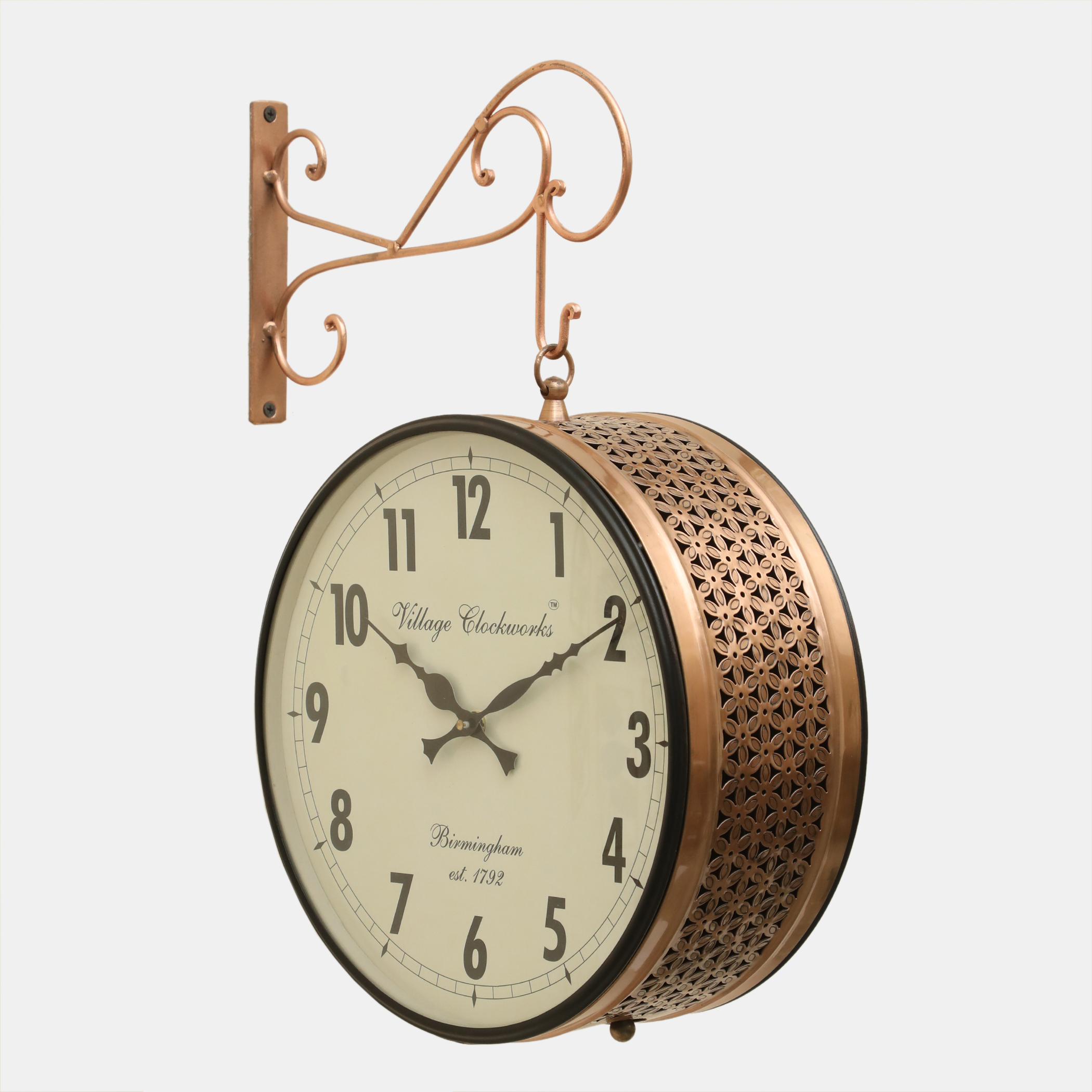 Anvi Metal Vintage Double Sided Analog Station Wall Clock (Copper) - Image 4